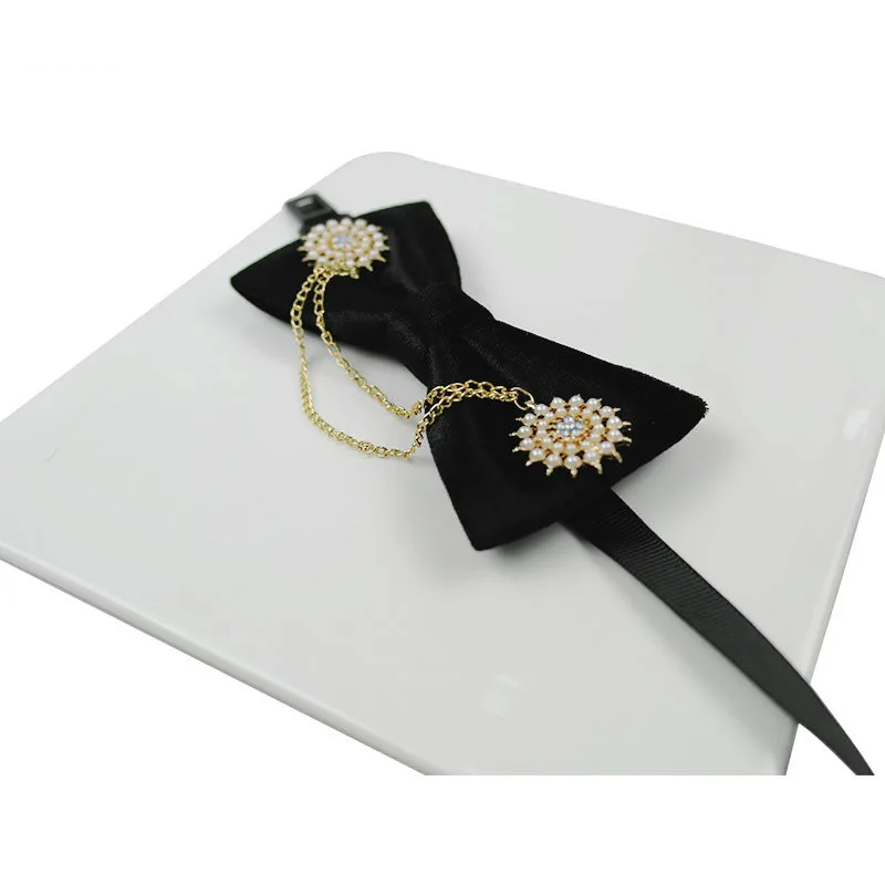 Fashion Necktie Groom Korean Pearl Bow Ties Luxury Wedding Birthday Party toastmaster Gifts Elegant Butterfly Tie | Аксессуары для