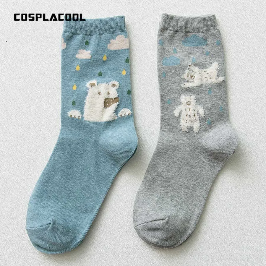 [COSPLACOOL] 2 пары теплых японских животных шаблон женские носки в стиле хараджуку мультфильм носки подарки Meias Kawaii Носки милые забавные Sokken