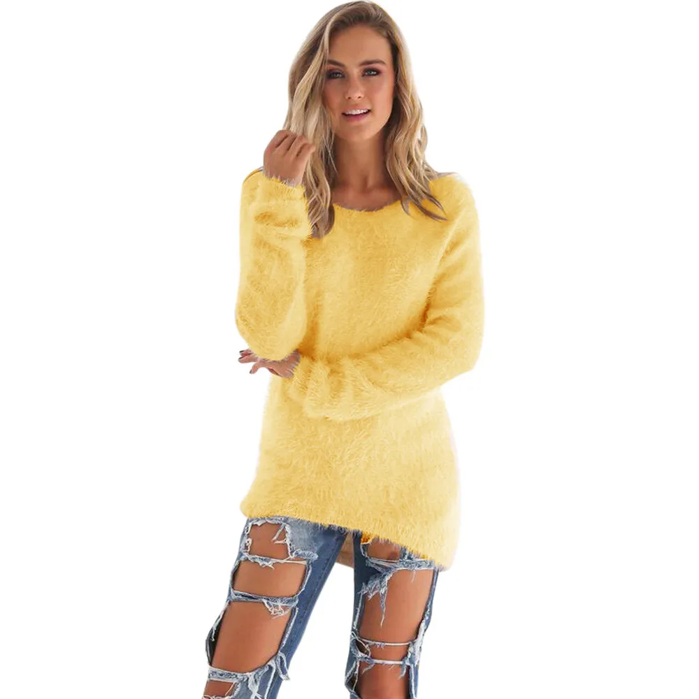 2019 Fashion Casual Solid Long Sleeve Jumper Sweaters Women Tops Autumn Winter Female Color | Женская одежда