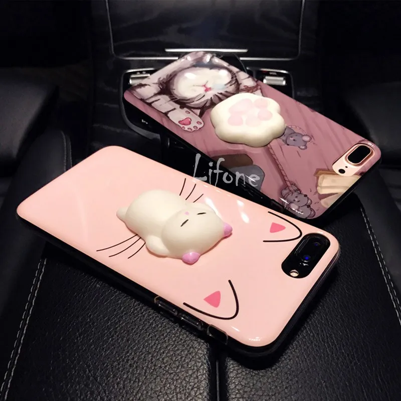 Kerzzil для iPhone 7 плюс 6 6S крышка милый розовый Кот Мышь &amp Cat Soft мягкими Чехол coque