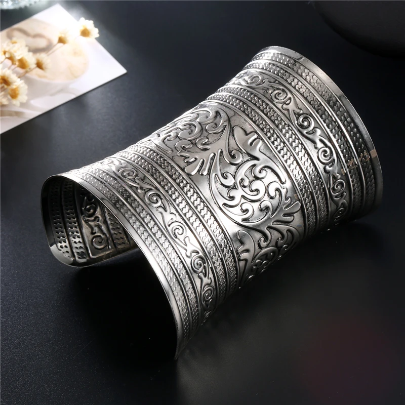 2018 Тибетский панк Рок Винтажный Золотой Серебряный резьбовой открытый конец