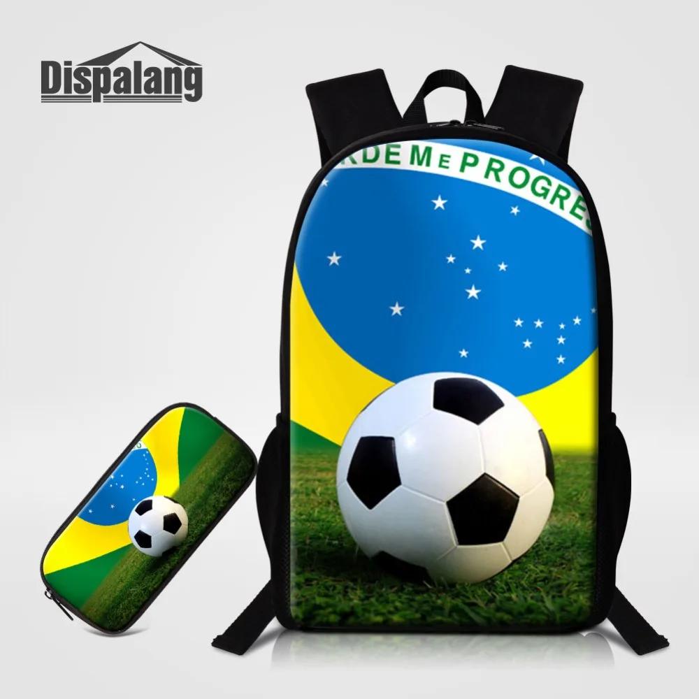 

Dispalang Boys Fashion 2 PCS Backpack Pencil Case For School Footballs Printing Schoolbags Basketballs Men Bagpack Male Rucksack