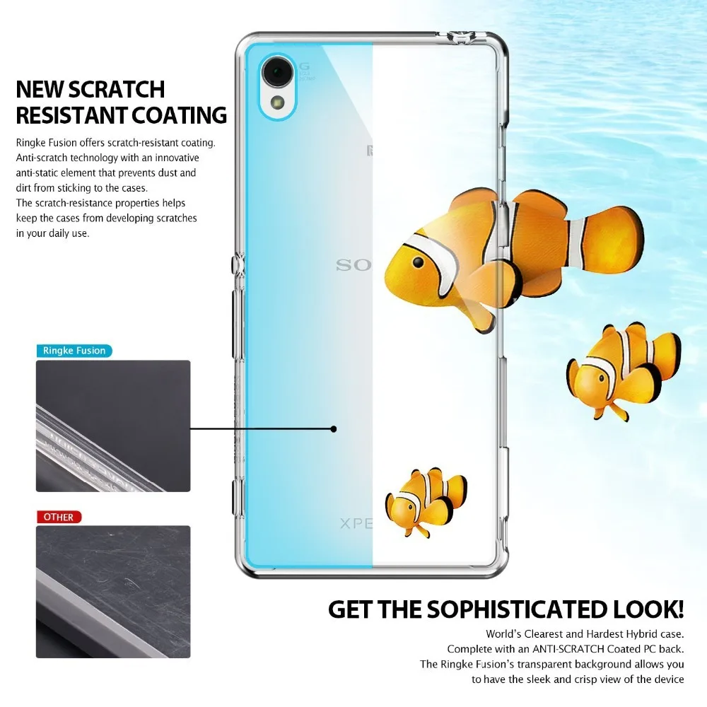 100% Оригинальный Ringke Fusion чехол для Sony Xperia Z3 Премиум прозрачный чехол-накладка DIY &amp