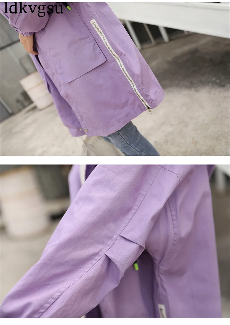

Spring Chic Hooded Zipper Windbreaker 2020 Korean Autumn Winter Loose Long Cotton Trench Coat Women Outerwear V295
