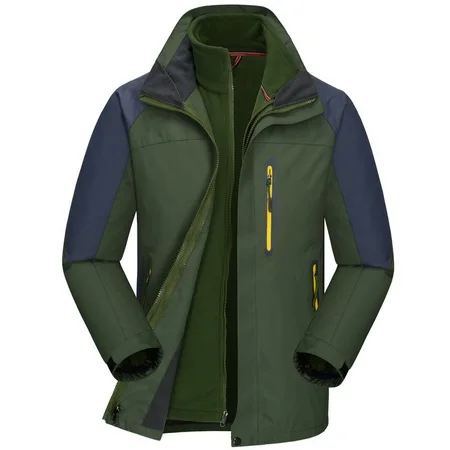 dark green LoClimb 3 в 1 Брендовые мужские ветрозащитные водонепроницаемые походные куртки мужские спортивные пальто для отдыха на открытом воздухе Кемпинг Треккинг Лыжная ветровка, AM145 - Цвет: dark green