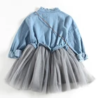 Платья для девочек, новинка 2018, модная одежда принцессы, ковбойская строчка, Сетчатое бальное платье, платья для девочек, одежда для женщин