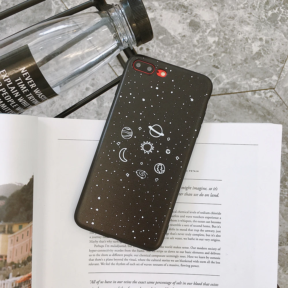Simple Line Art Starry Sky Wishing Bottle Silicon Phone Case for Iphone 6 6s 7 8 Plus Coque Funda X XS Max XR Dropshi |