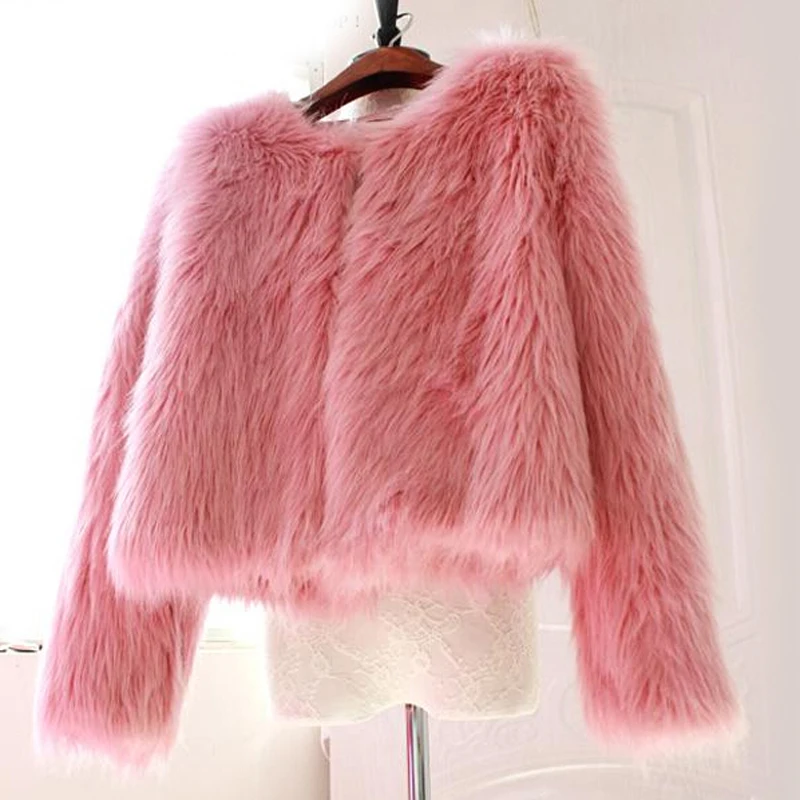 2017 пальто из искусственного меха Для женщин теплые короткие Стиль верхняя одежда