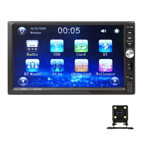 MP5 with 4 led cam Радио автомобиля Bluetooth FM AUX USB Авто Аудио плеер Зеркало Ссылка для Andriod 2 Din Авторадио с камерой заднего вида дистанционное управление - Цвет: MP5 with 4 led cam