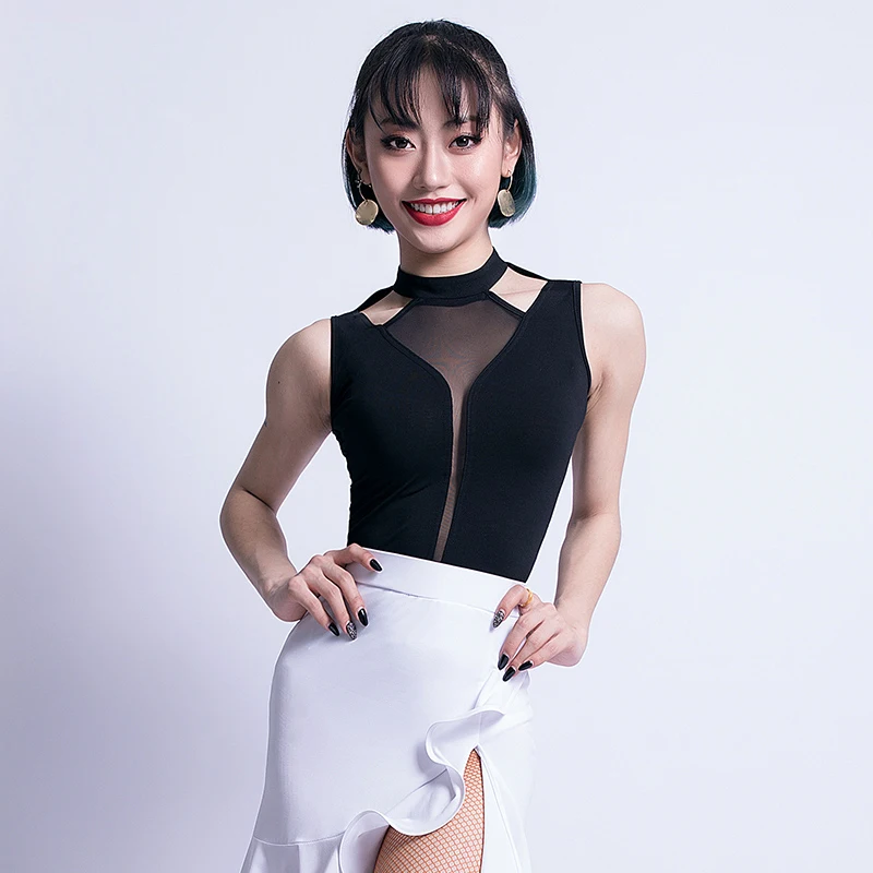 2019 новая рубашка для латинских танцев Женский взрослый сексуальный топ без