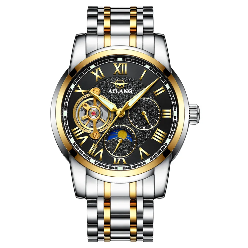 AILANG деловые часы Мужские автоматические светящиеся часы мужские Tourbillon водонепроницаемые механические часы Топ бренд relogio masculino - Цвет: 9