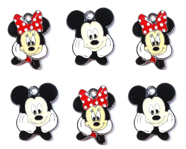 20 шт. эмалированные металлические подвески с изображением Микки и Минни Маус для