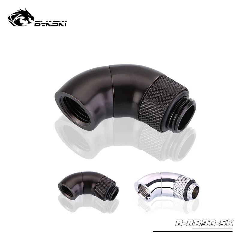 BYKSKI G1/4 ''резьба 90 градусов Поворотный фитинг адаптер Вращающийся 90 градусов водяного охлаждения металлические переходники