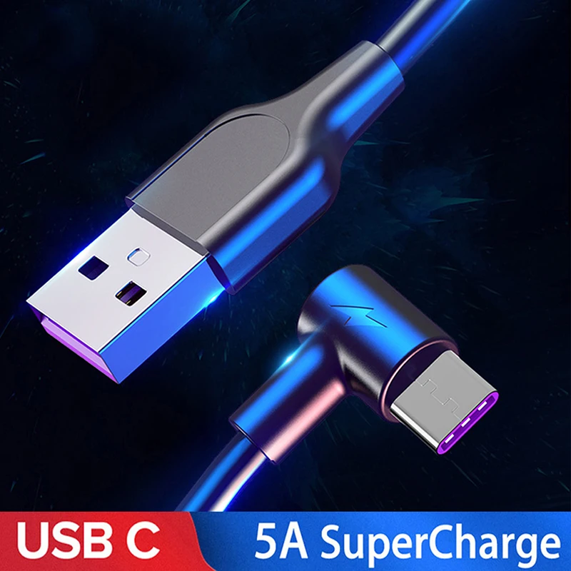 Usb type-C кабель 3 м провод для быстрого заряда для Xiaomi Redmi Note 8 QC 3,0 5A супер Зарядка для huawei P30 Pro 90 градусов type-C шнур