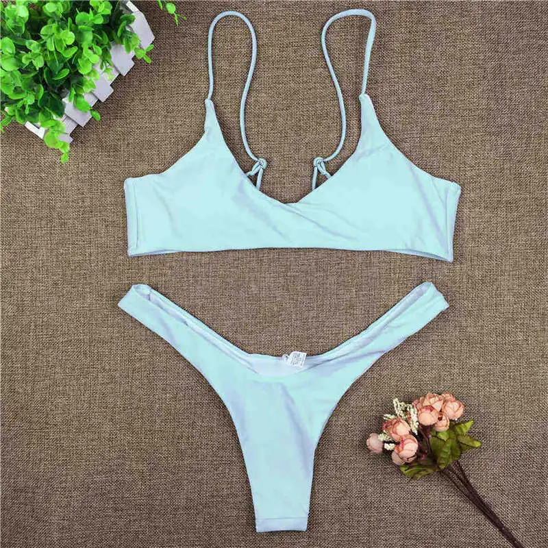 2 Стринги бикини женские бразильские Треугольные бикини Бандо купальник пляжная одежда мини бикини неоновый зеленый купальник Мягкий микро бикини - Цвет: 2