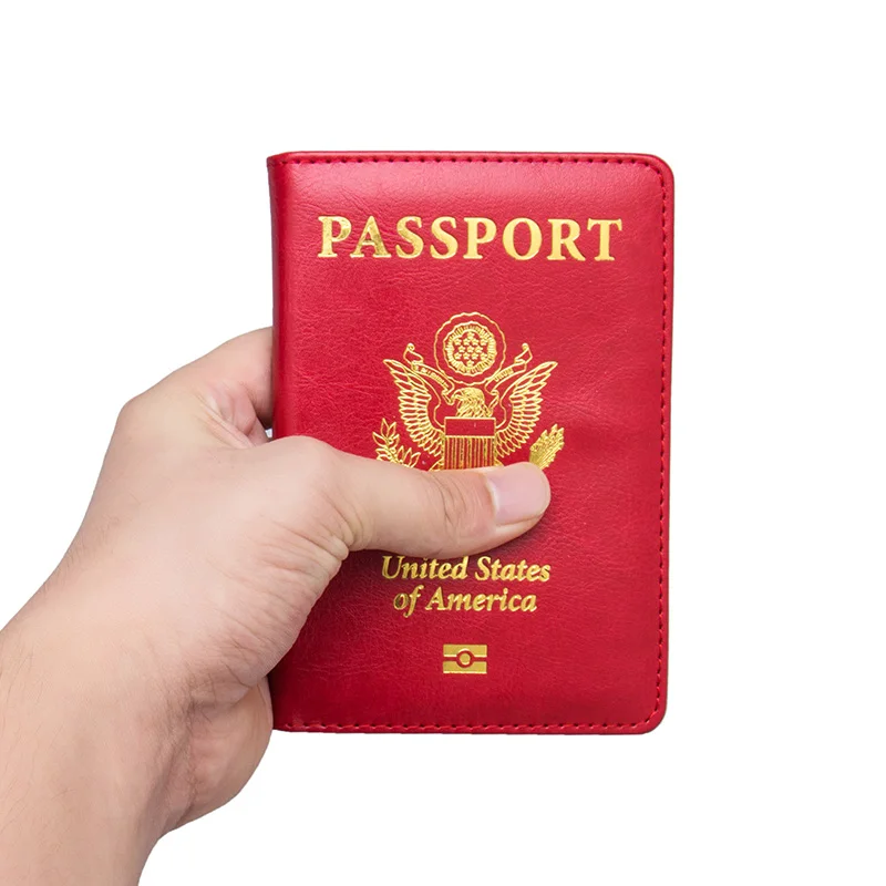 USA double-headed eagle red fashion International standard size passport cover waterproof solid pu leather holder | Багаж и сумки