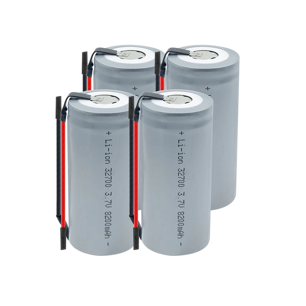 4 PCS 32700 батарея 3,7 V 8200mAh перезаряжаемая 32700 литиевая батарея резервного питания с паяльными проводами для фонарика солнечного света - Цвет: 4 PCS