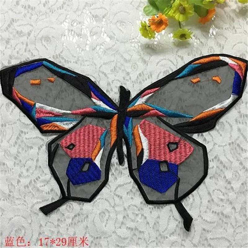 Одежда diy Вышивка патч дело с ним 29 см органза Бабочка байкерские патчи для одежды