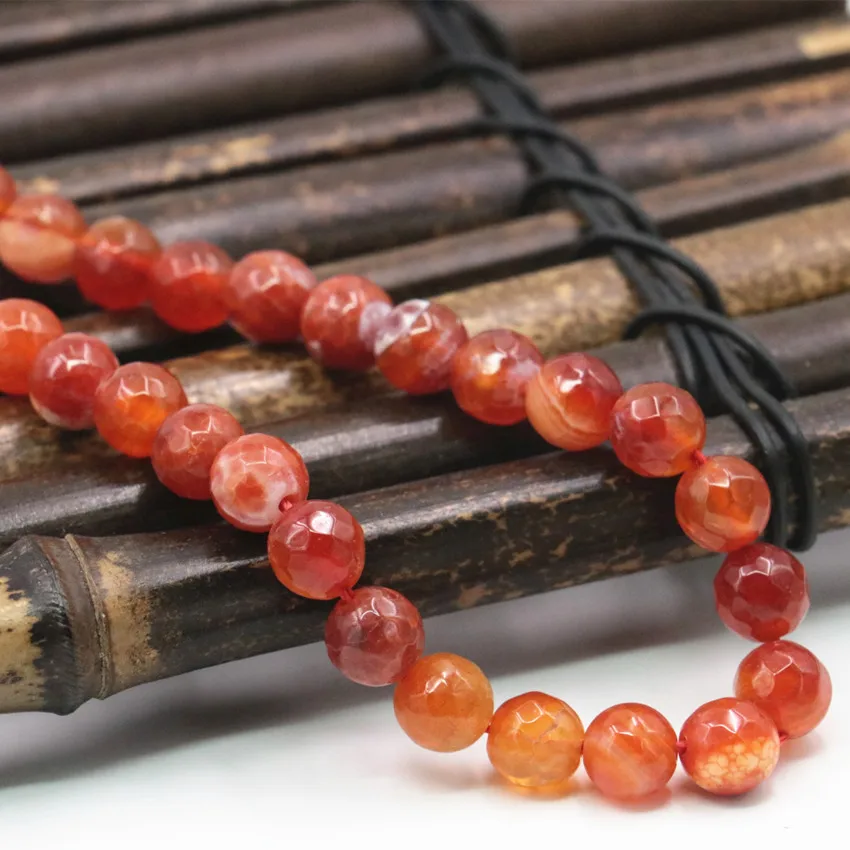 

Natural Stone Onyx Wholesale 2PCS Red Fire Agates Faceted Round 6 8mm Carnelian Loose Beads Beads for Jewelry Making 15inch A362