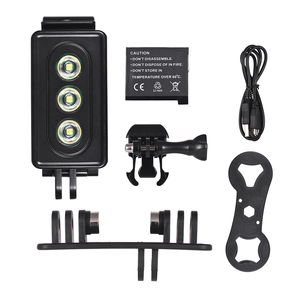 Водонепроницаемая светодиодная лампа для дайвинга 30 м GoPro Hero 7/6/5S/5/4S/4/3 +/3