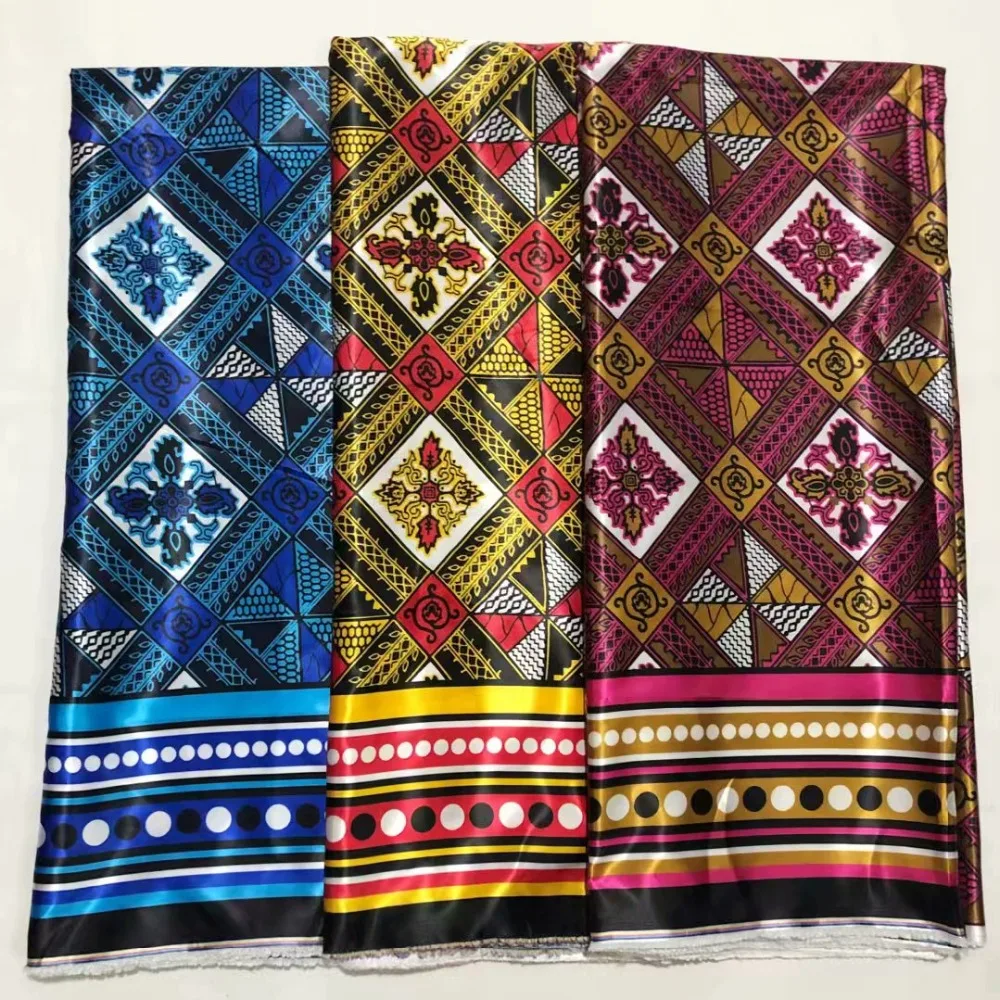 colorful african lace fabric pure silk wax fabric satin dress stretch fabric ankara wax prints pattern for swimsuit 4+2yard/lot