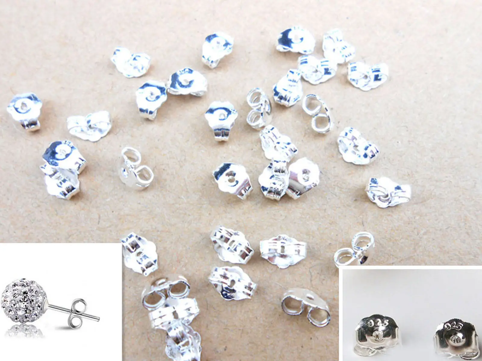 

HOT 6X5MM 100PCS 925 Sterling Silver Butterfly BACK STOPPERS Earrings Jewelry Findings For Stud Pin Jewelry Settings