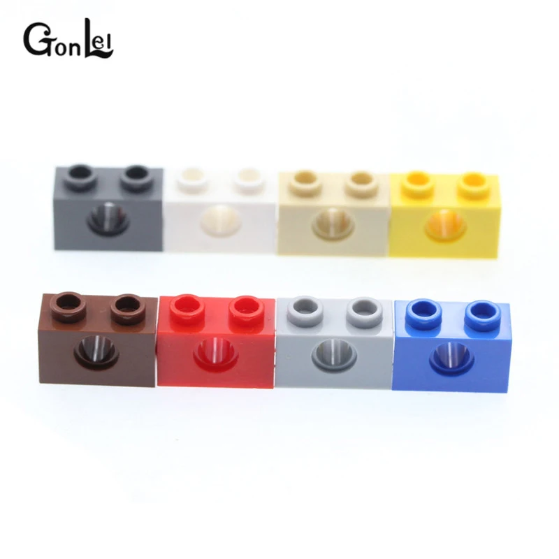 80 шт./лот Technic Brick 1x2 с 1 отверстием строительные блоки части DIY креативные игрушки