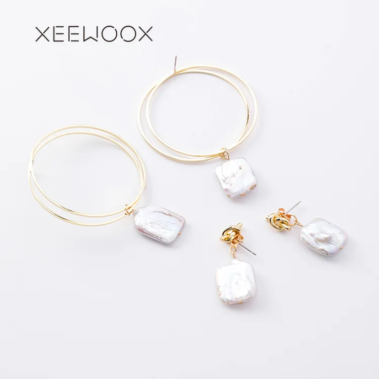 Natural Baroque White Pearls Big Circle Vintage Cute Boho Bohemia Romantic Statement Drop Earring For Woman Girl Gift XEEWOOX | Украшения и
