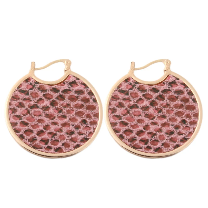 Snake pink NeeFu WoFu брендовые кожаные серьги для женщин бабочка большой серьги круглые Медь большой Brinco уха Oorbellen рождественские украшения - Окраска металла: Snake pink