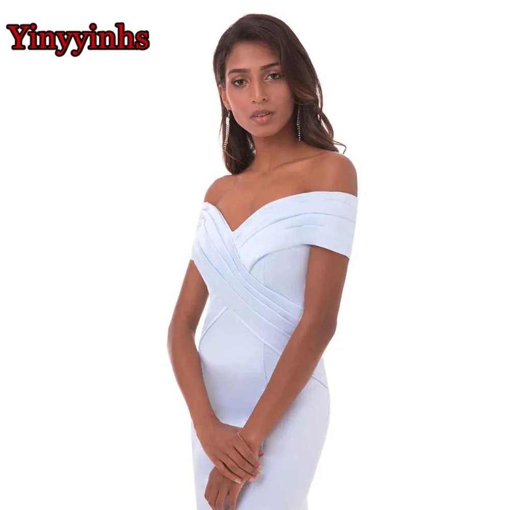 

Yinyyinhs Real Picture Off Shoulder Formal Dresses Sweep Train Vestido De Fiesta Mermaid Long Evening Dresses Prom Gowns CG81