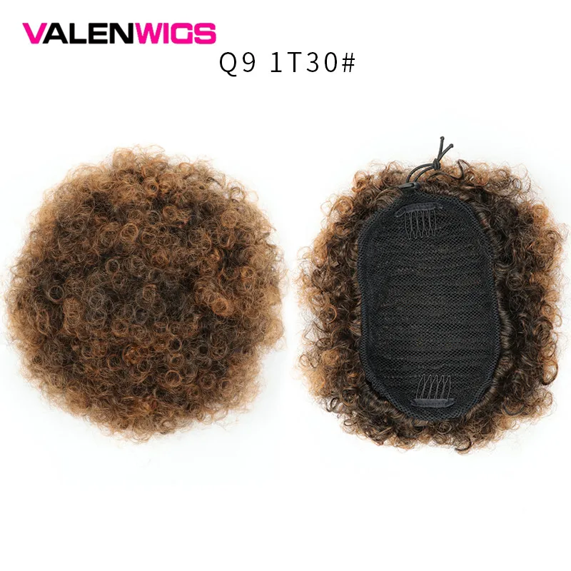 Valenwigs афро пышные короткие кудрявый шиньон волос булочка на шнурке в синтетические хвостики для прически с зажимами прядка для наращивания волос