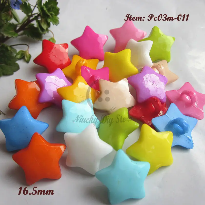 

120pcs 17mm mixed color five star buttons shank children plastic buttons for decorative accessories craft diy material wholesale