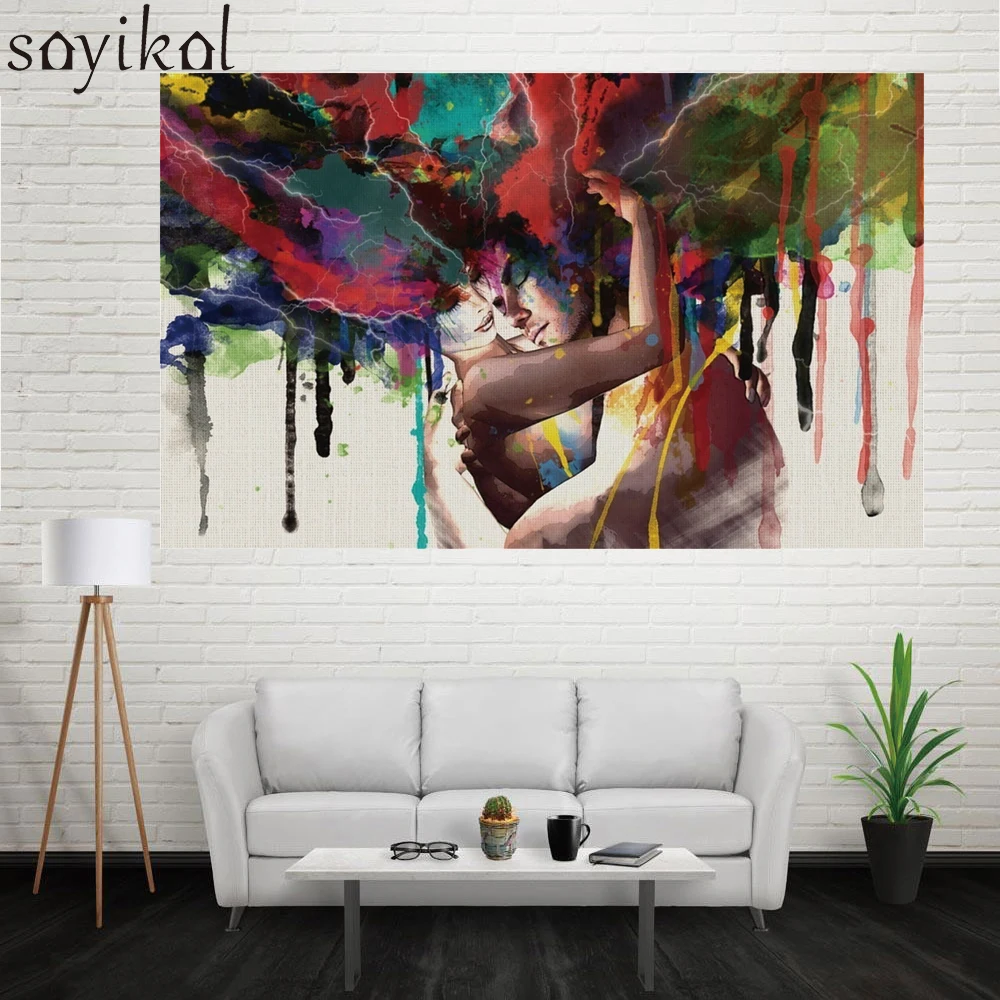 Любовь Свадебный декор настенное искусство холст принты обнимающие портреты пар