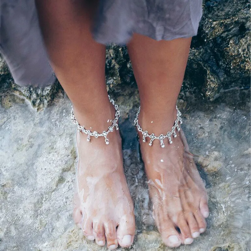 Популярные Посеребренные ножные браслеты для женщин винтажный браслет в