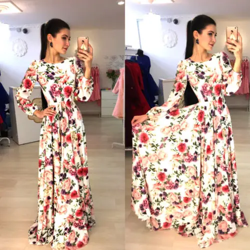 New Sexy Women Boho Dress Floral Vintage Evening Party Beach Long Maxi Sundress Ladies Womens Print Dresses | Женская одежда