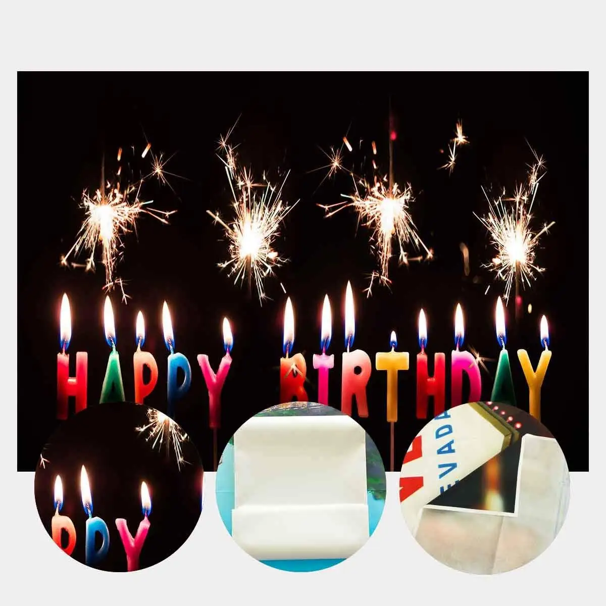 

150x220cm Birthday Backdrop Colorful Burning Candles Booming Fireworks Photography Background Newborns Children Birthday Party