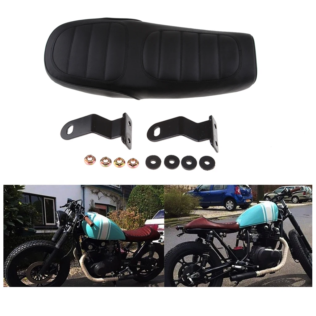 

63cm Motorcycle Cafe Racer Seat Custom Vintage Hump Saddle Flat pan Retro Seat with Bracket Mount for Honda Suzuki