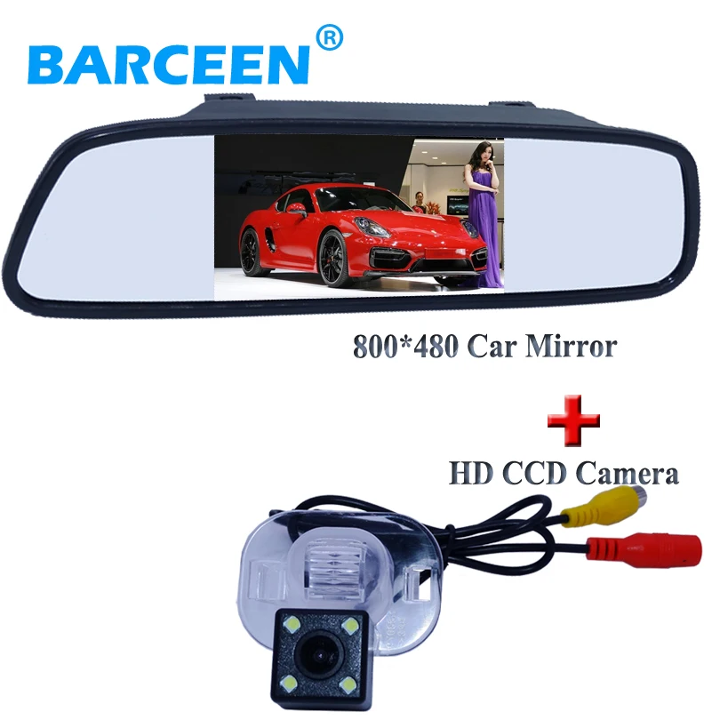 

4.3" hd lcd car parking mirror montor+car reversing camera bring led lights fit for KIA FORTE for Hyundai Verna Sloaris Sedan