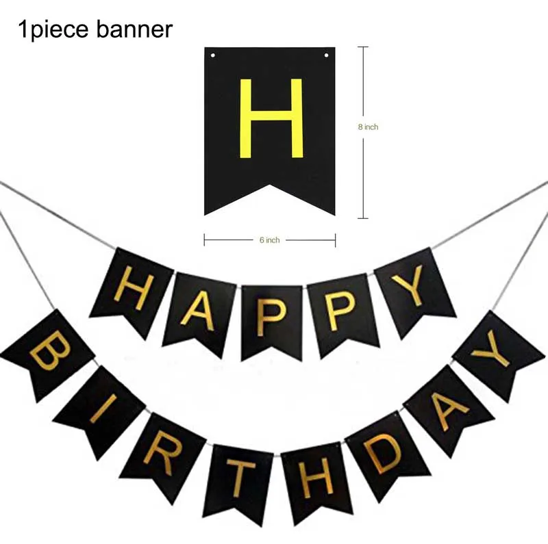 black HBD banner Вечерние Декорации в джунглях, мультяшная панда, набор одноразовой посуды, обеденная тарелка, скатерть для детей, мальчиков, с днем рождения, принадлежности для вечеринок - Цвет: black HBD banner