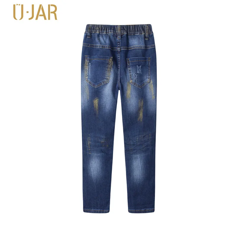Ujar мальчиков повседневные Модные Винтажные Джинсы отверстие и царапин крутые
