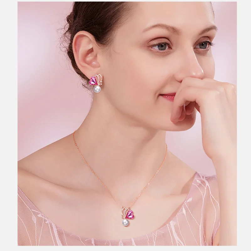 LuxJuly женские золотые ювелирные наборы украшенные кристаллами от Swarovski ожерелье в