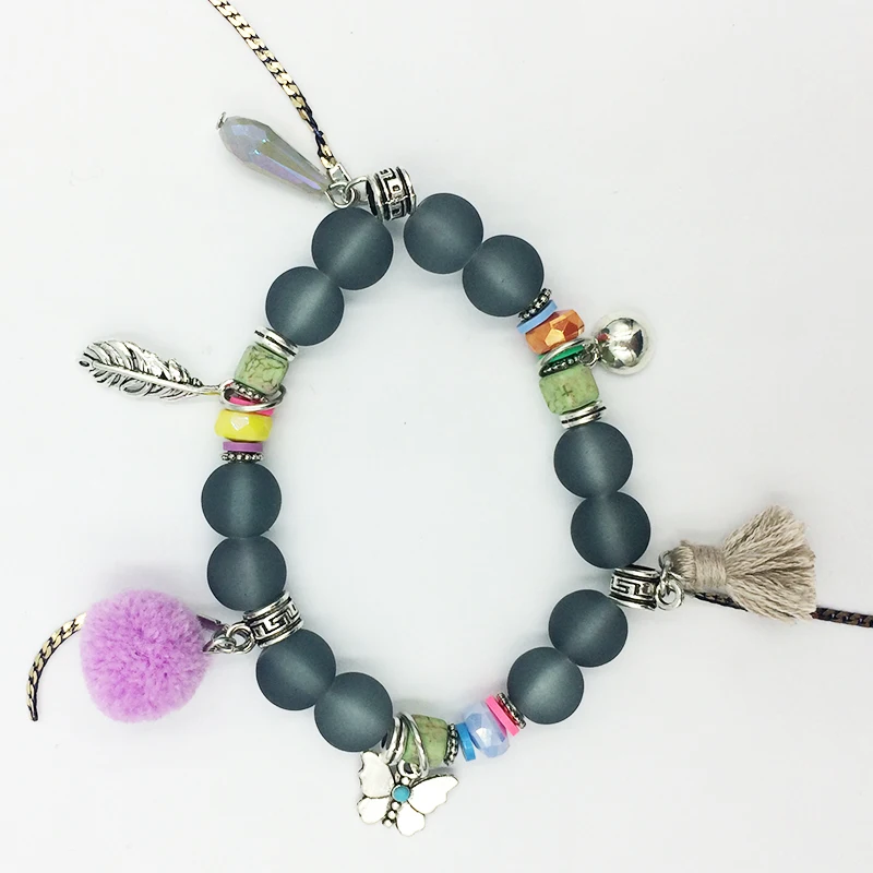 1 шт. винтажная подвеска бохо браслеты браслет для женщин горный хрусталь помпон