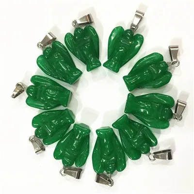Malay jade Модный натуральный камень подвески ангелы исцеления Подвески бирюзой Агаты опал для Для женщин Изготовление ювелирных ожерелий, 12 шт - Окраска металла: Malay jade