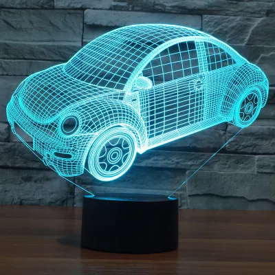 Лидер продаж новинка 7 цветов меняющий цвет объемная лампа Volkswagen Beetle иллюзия