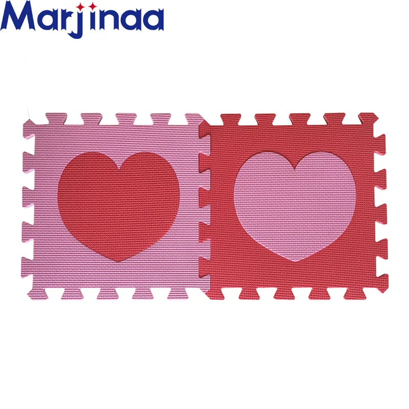 Heart shaped EVA Новые 10 шт паззл пол тренажерный зал мягкие детские красные розовые поролоновые коврики упражнения тренажерный зал головоломка мягкая плитка пол детская игровая комната 30 см - Цвет: Heart shaped