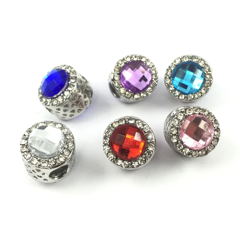 Посеребренные шармы с небесно голубым кристаллом и прозрачными фианитами