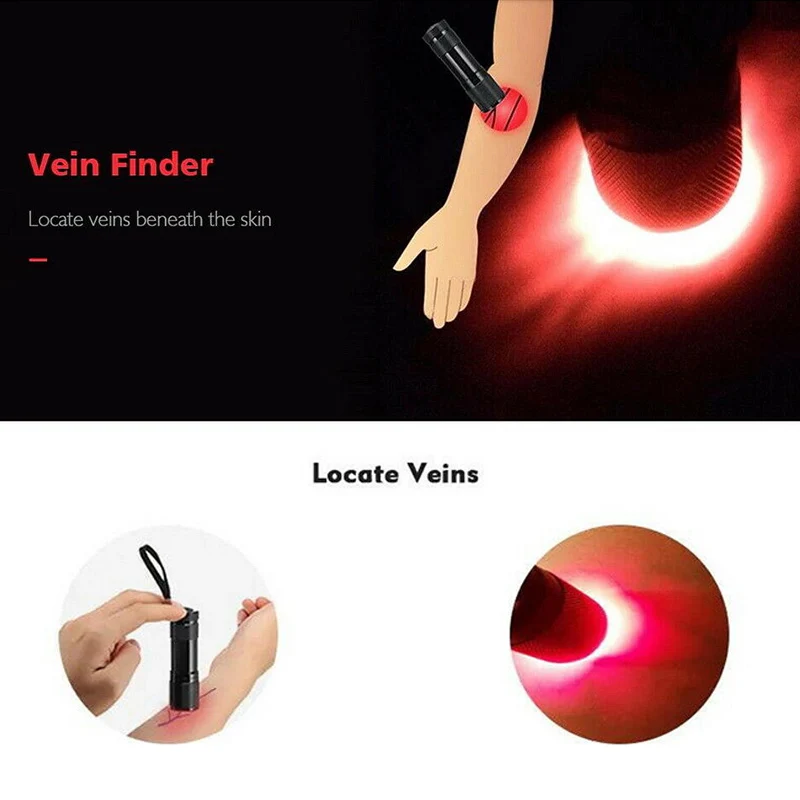 Горячий портативный красный светодиодный фонарик для поиска вены инструмент