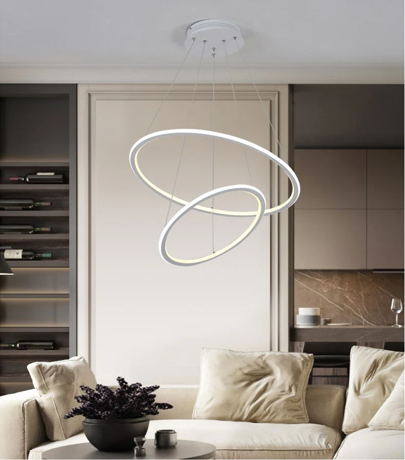 Современное светодиодное кольцо «подсвечник» Lustre Lighting с дистанционное управление алюминиевый светильник для столовой спальни Ресторан Avize светильники