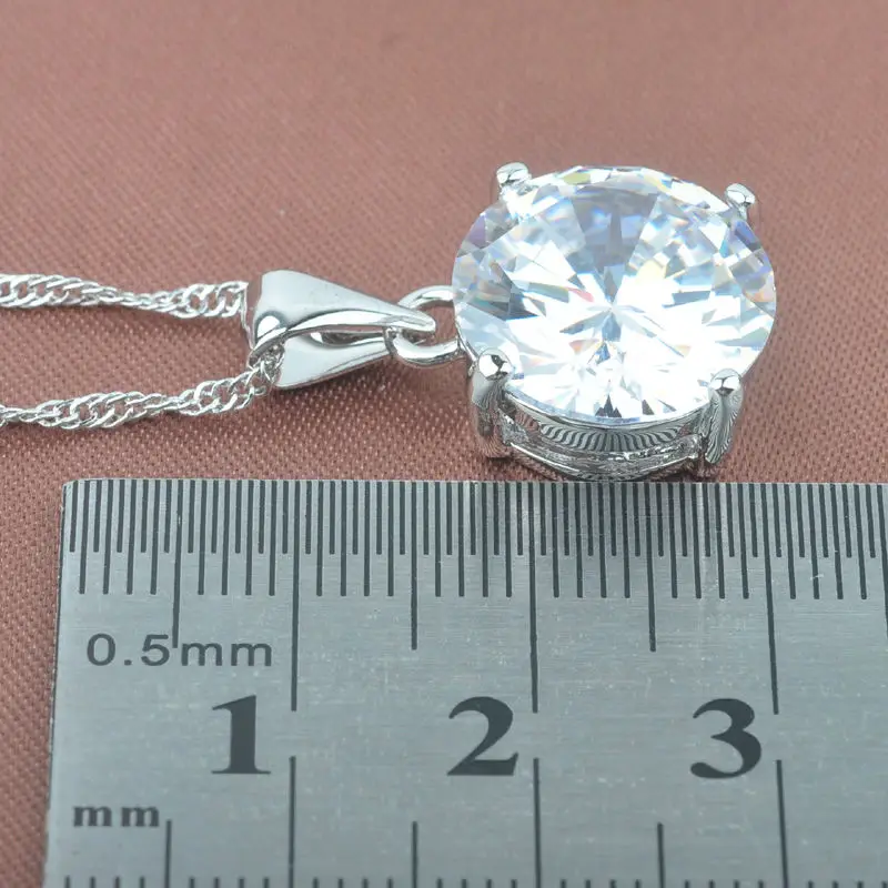 Классический круглый дизайн белый кубический цирконий Для женщин Серебряные