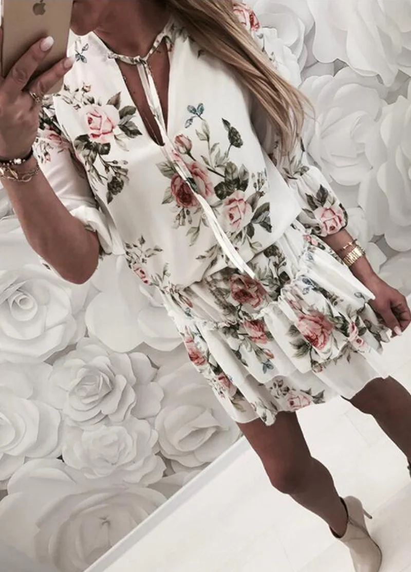 Шифоновое платье vestidos vestido женское с принтом вечернее v образным вырезом